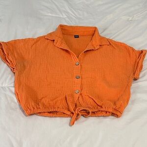 SHEIN Orange Button-Down Shirt